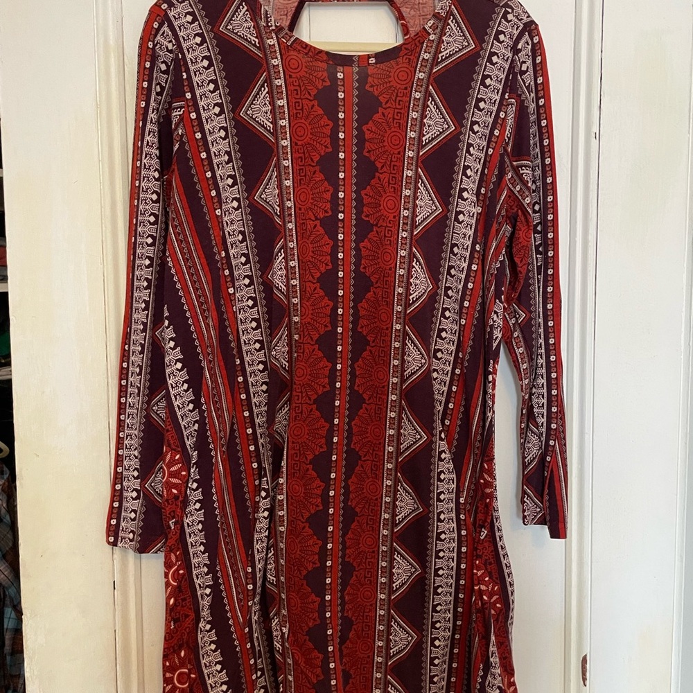 Angie Red and Purple Long Sleeve Dress